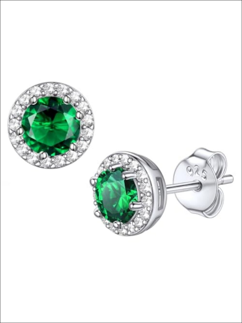Sterling Silver Birthstone Stud Earrings Hypoallergenic 8mm